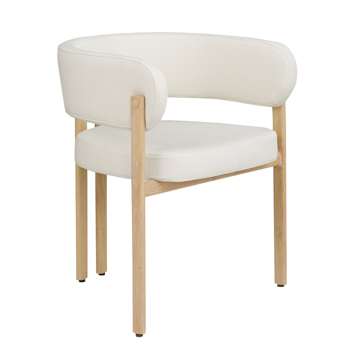 DINING CHAIR, SET OF 2 - CREAM/OAK