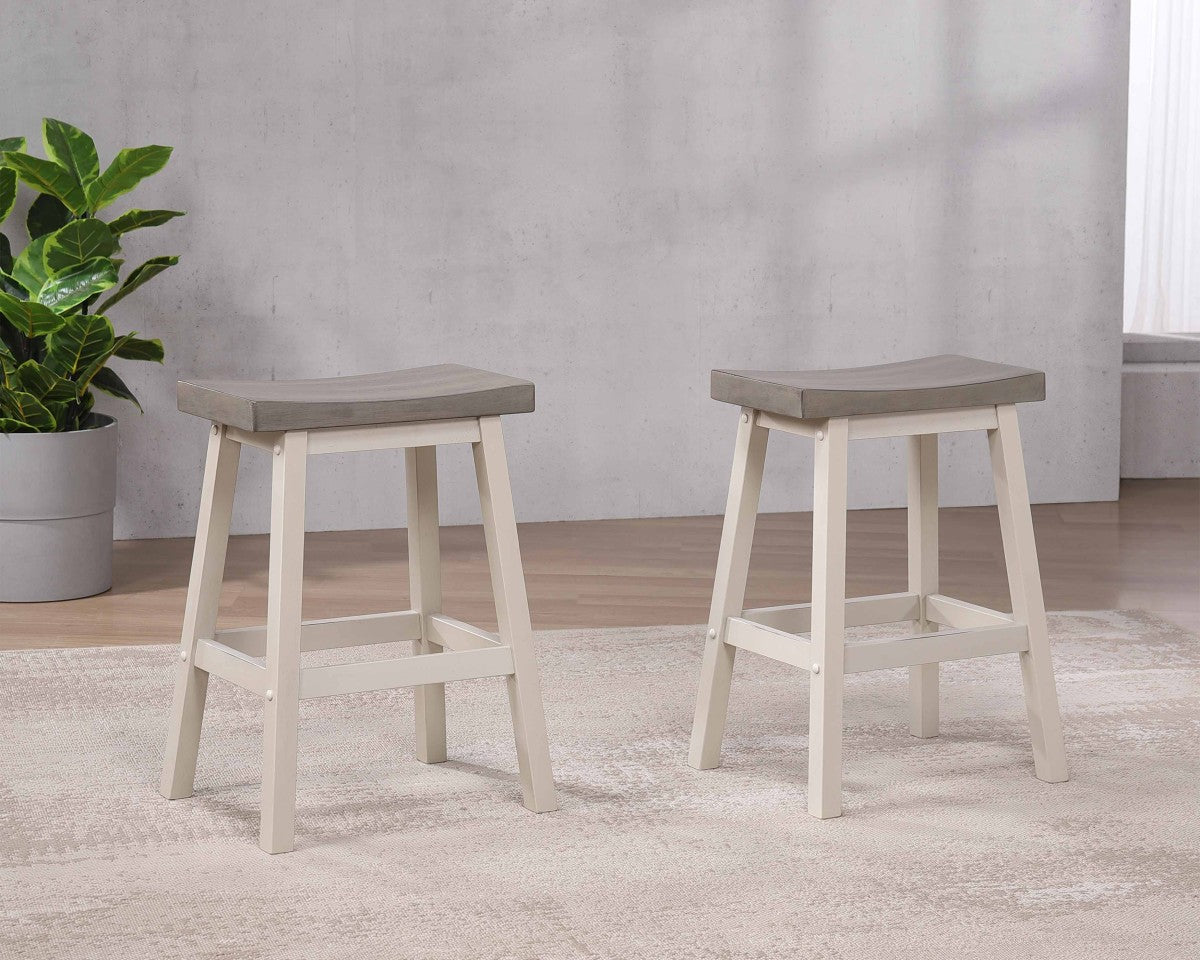 COUNTER STOOL, SET OF 2 - GREY/WHITE