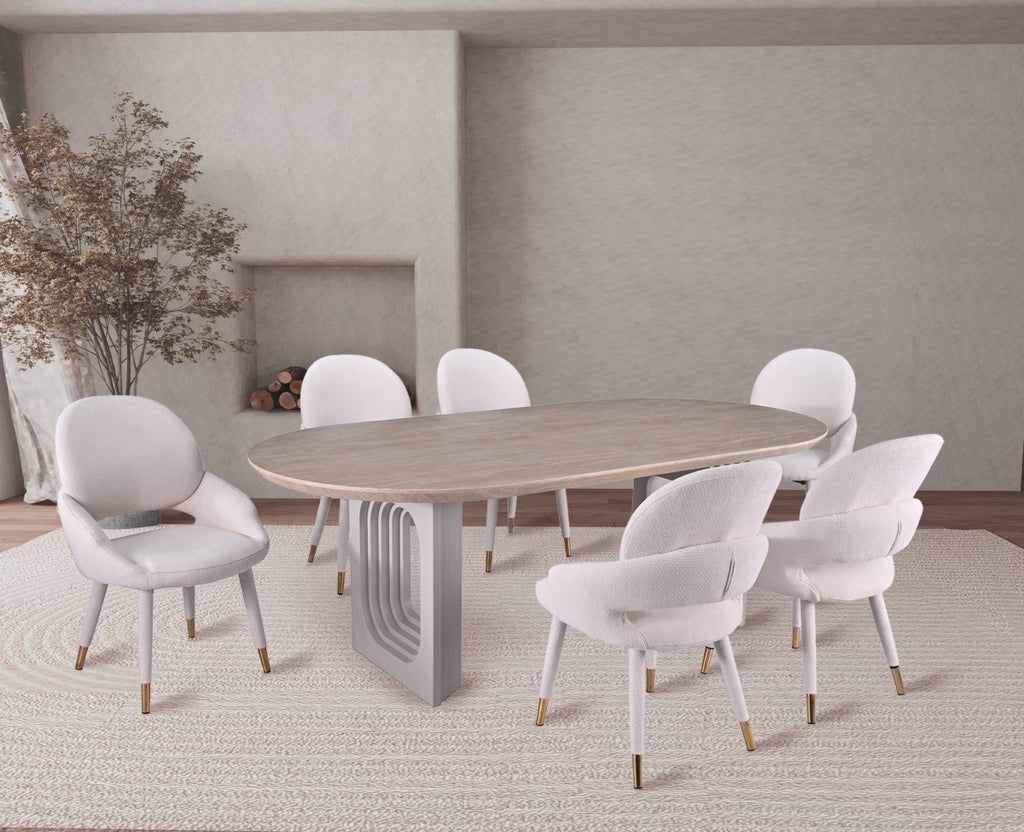 7-PIECE DINING SET - BEIGE