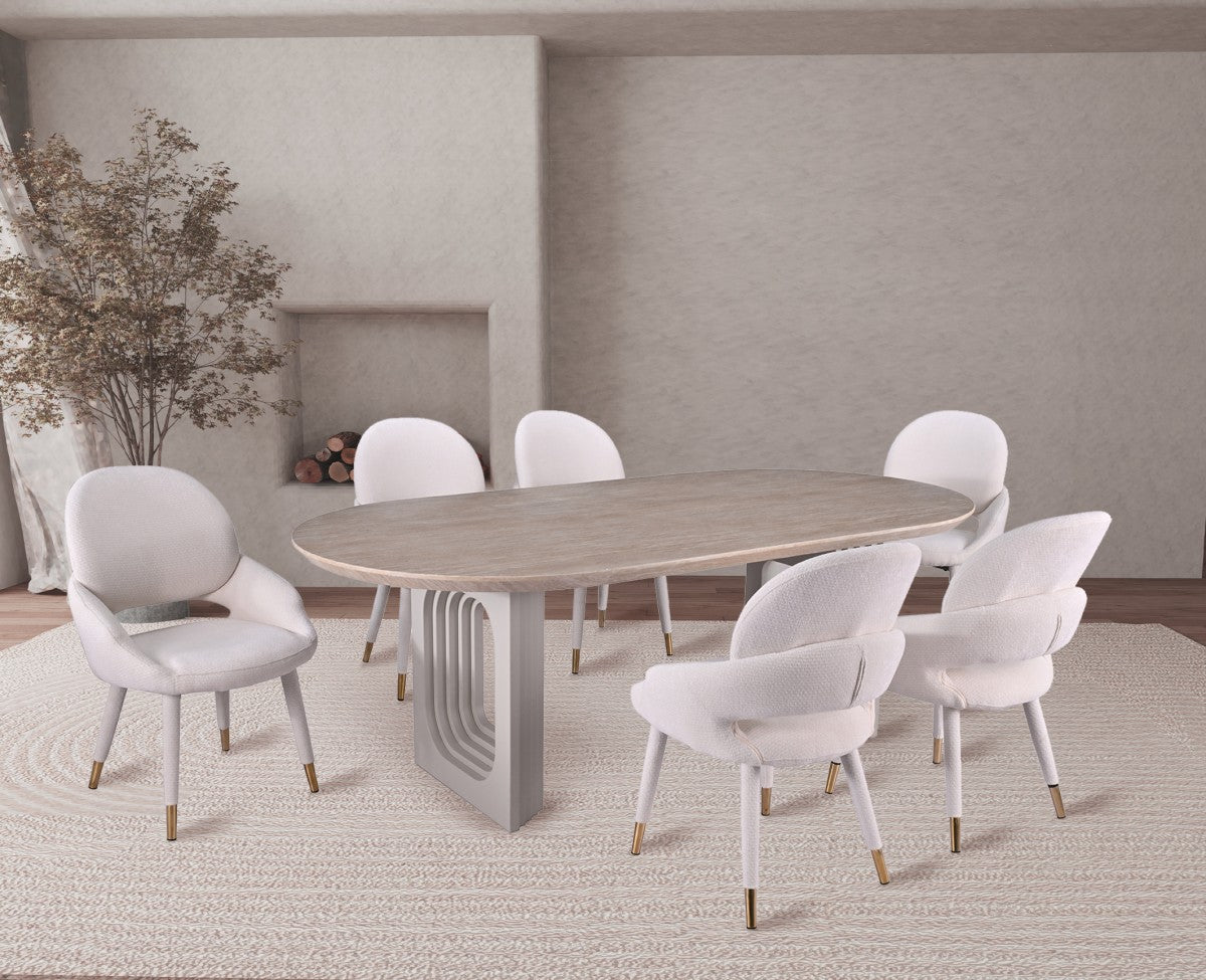 7-PIECE DINING SET - BEIGE