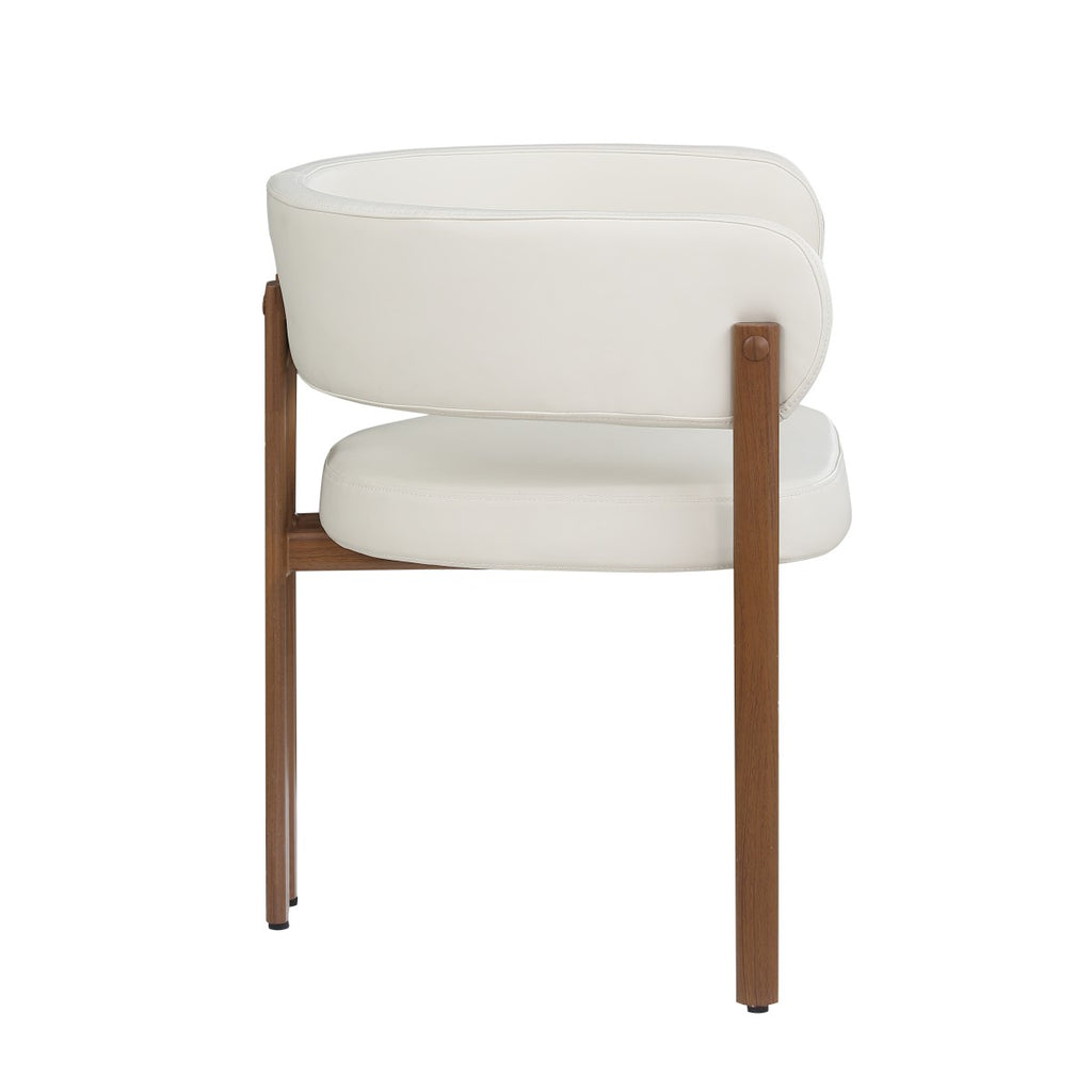 DINING CHAIR, SET OF 2 - CREAM/WALNUT
