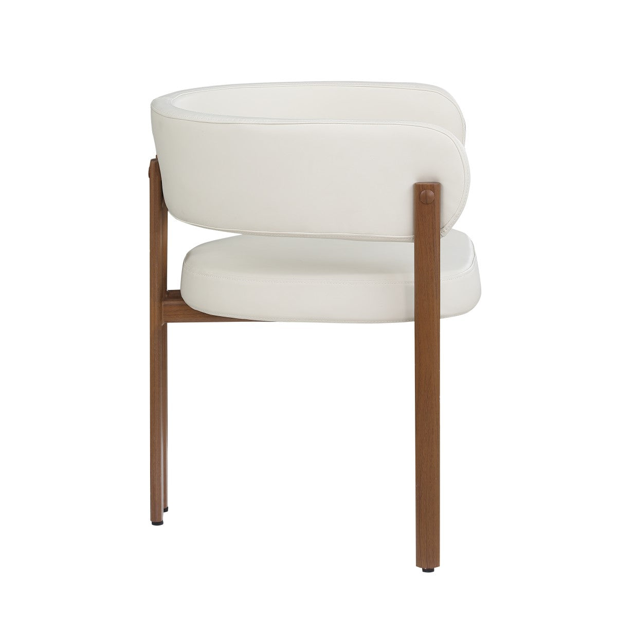 DINING CHAIR, SET OF 2 - CREAM/WALNUT