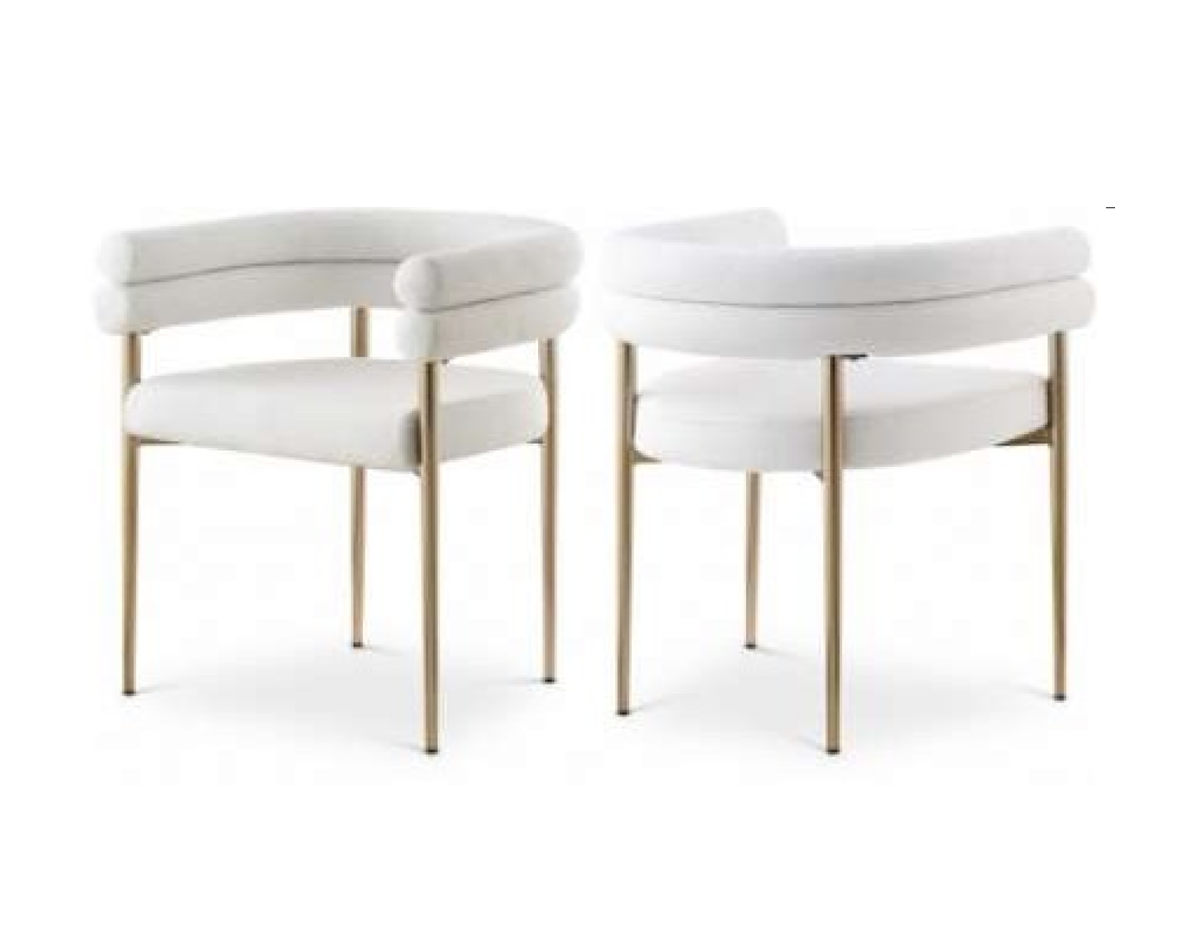 DINING CHAIR, SET OF 2, CREAM/GOLD