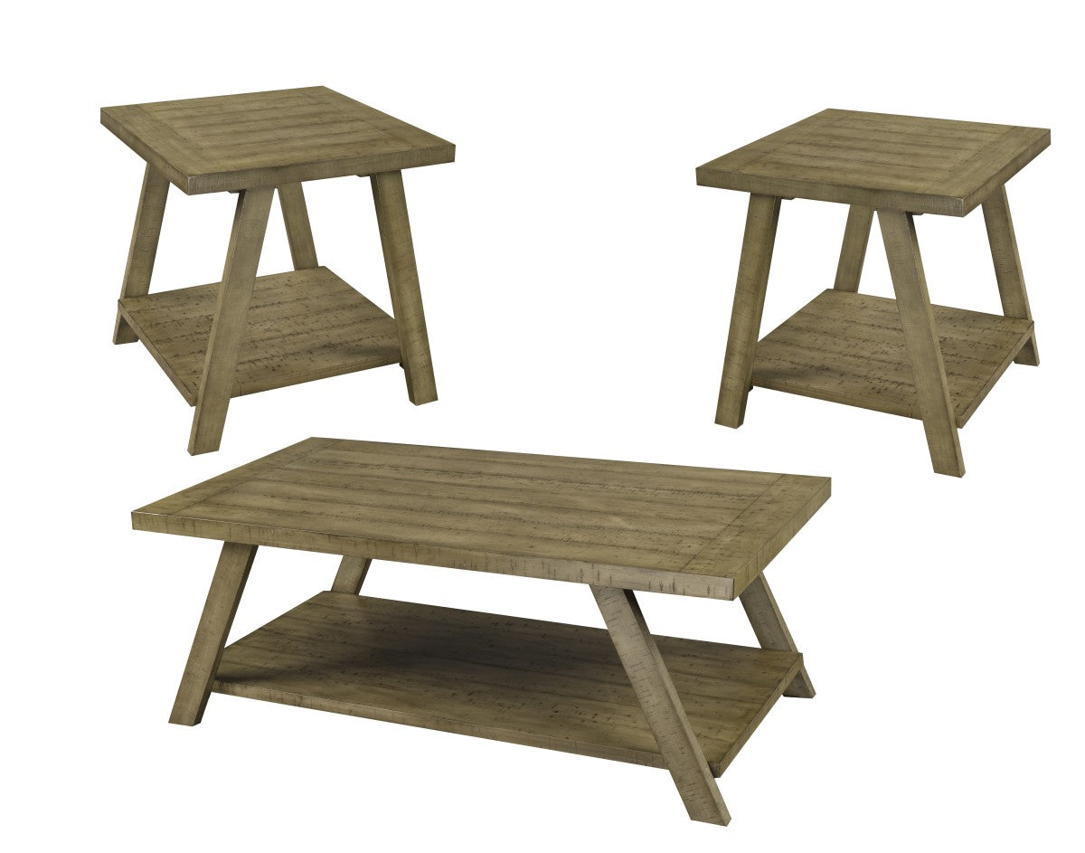 3-PIECE COFFEE TABLE SET - DARK OAK