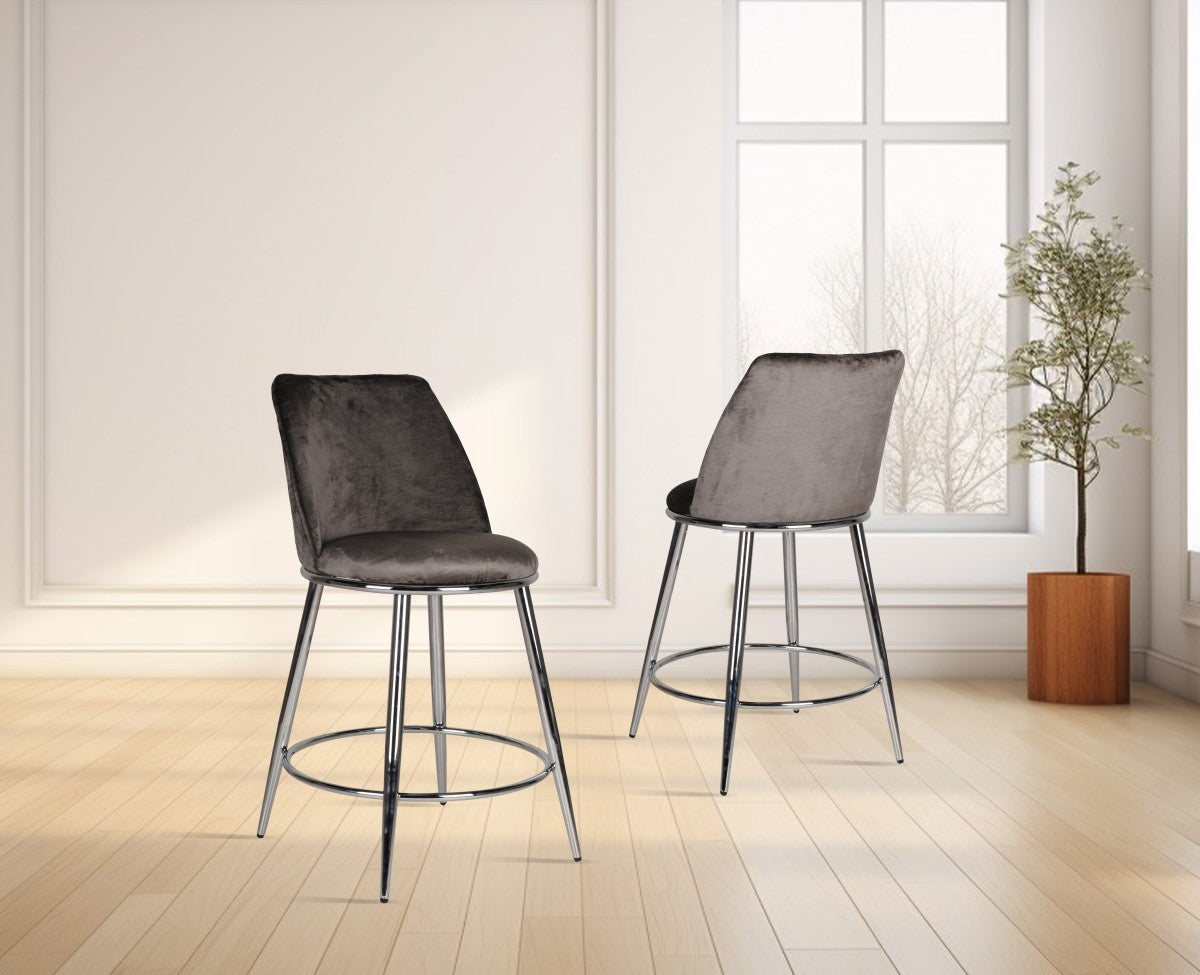 COUNTER STOOL, SET OF 2, GREY
