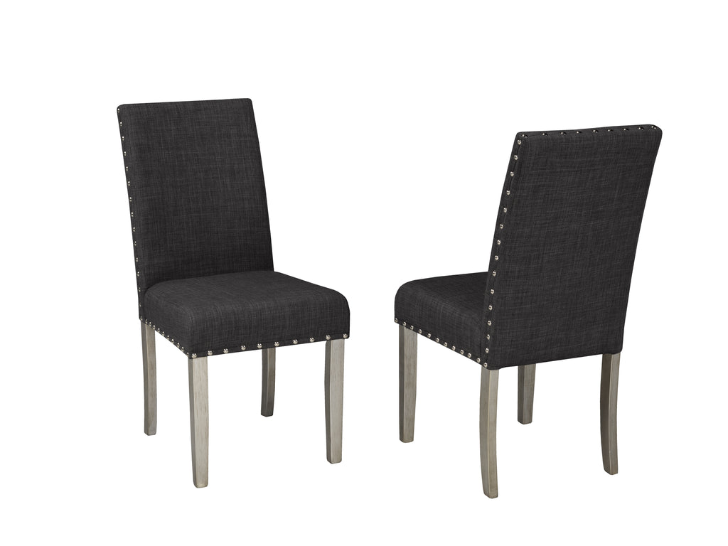 DINING CHAIR, SET OF 2 - DARK GREY