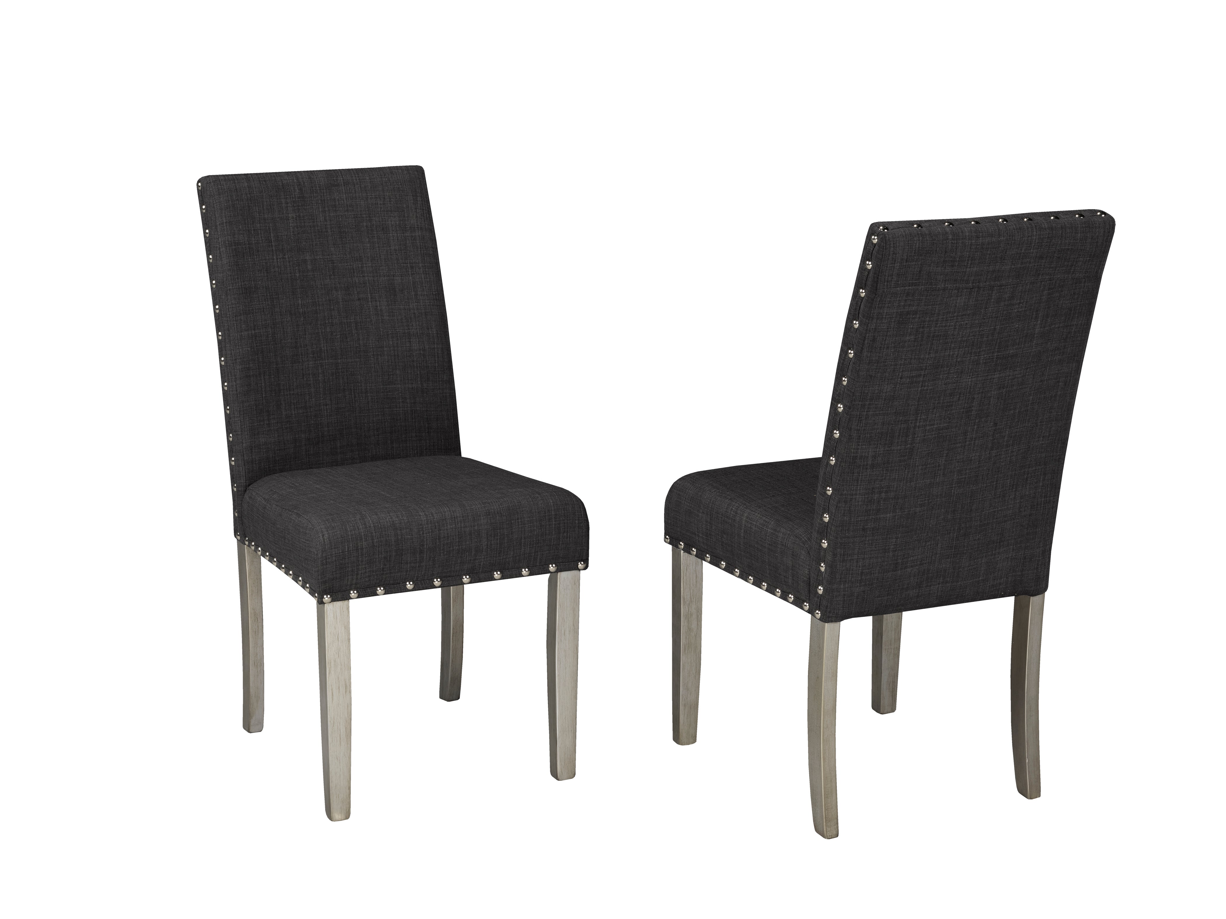 DINING CHAIR, SET OF 2 - DARK GREY