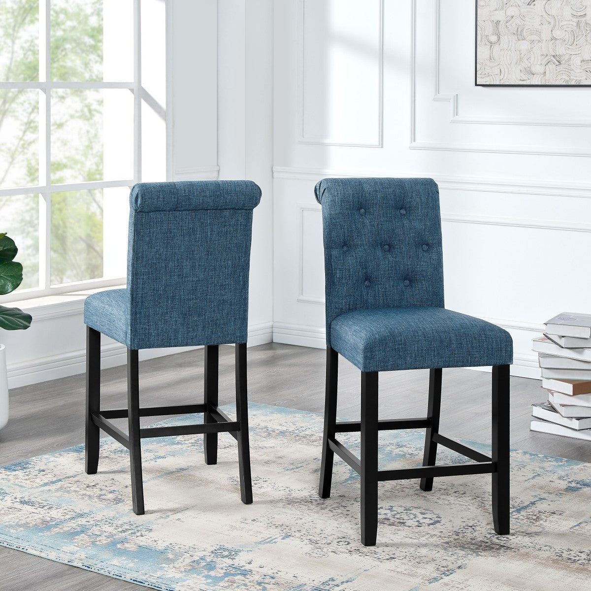 24'' COUNTER STOOL , SET OF 2 - BLUE