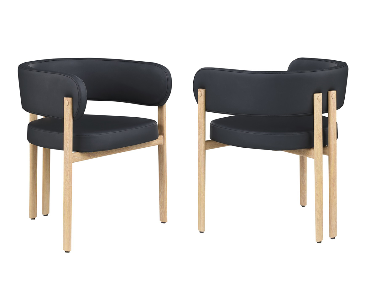 DINING CHAIR, SET OF 2 - BLACK/OAK