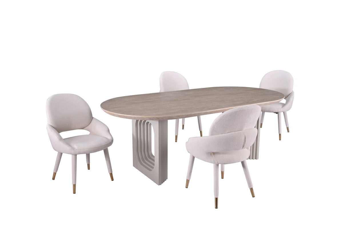 5-PIECE DINING SET - BEIGE