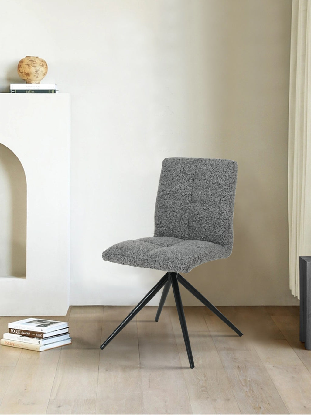 DINING CHAIR, SET OF 2 - DARK GREY