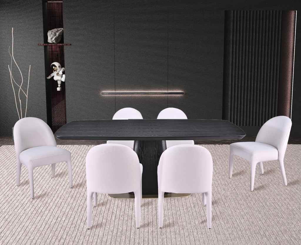 7-PIECE DINING SET - BLACK/BEIGE