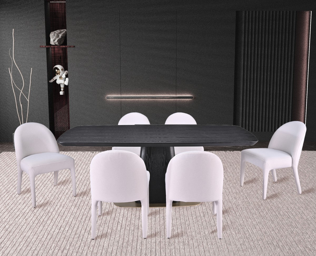 7-PIECE DINING SET - BLACK/BEIGE