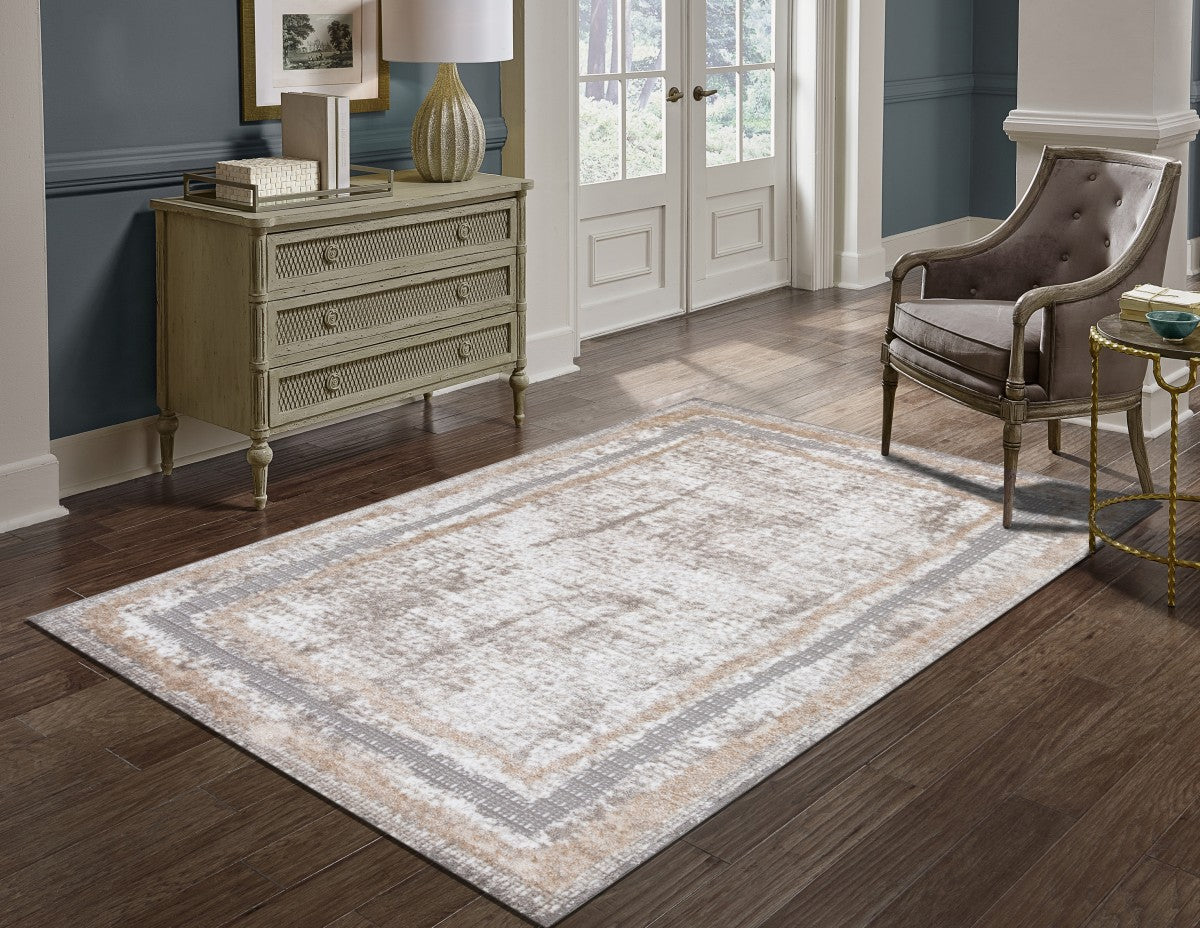 8 X 11 AREA RUG - GREY/BEIGE/CREAM