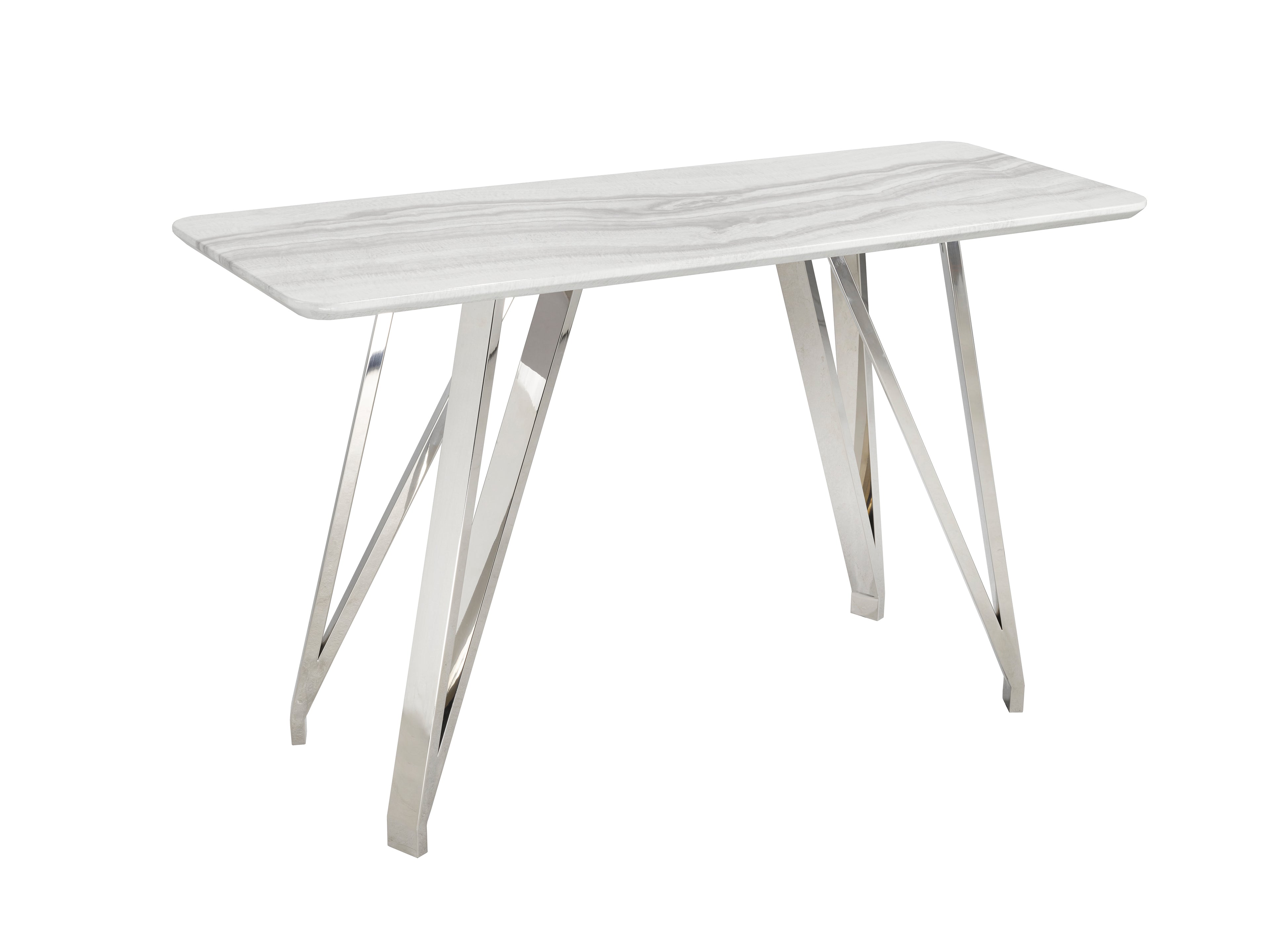 SOFA TABLE - WHITE/SILVER