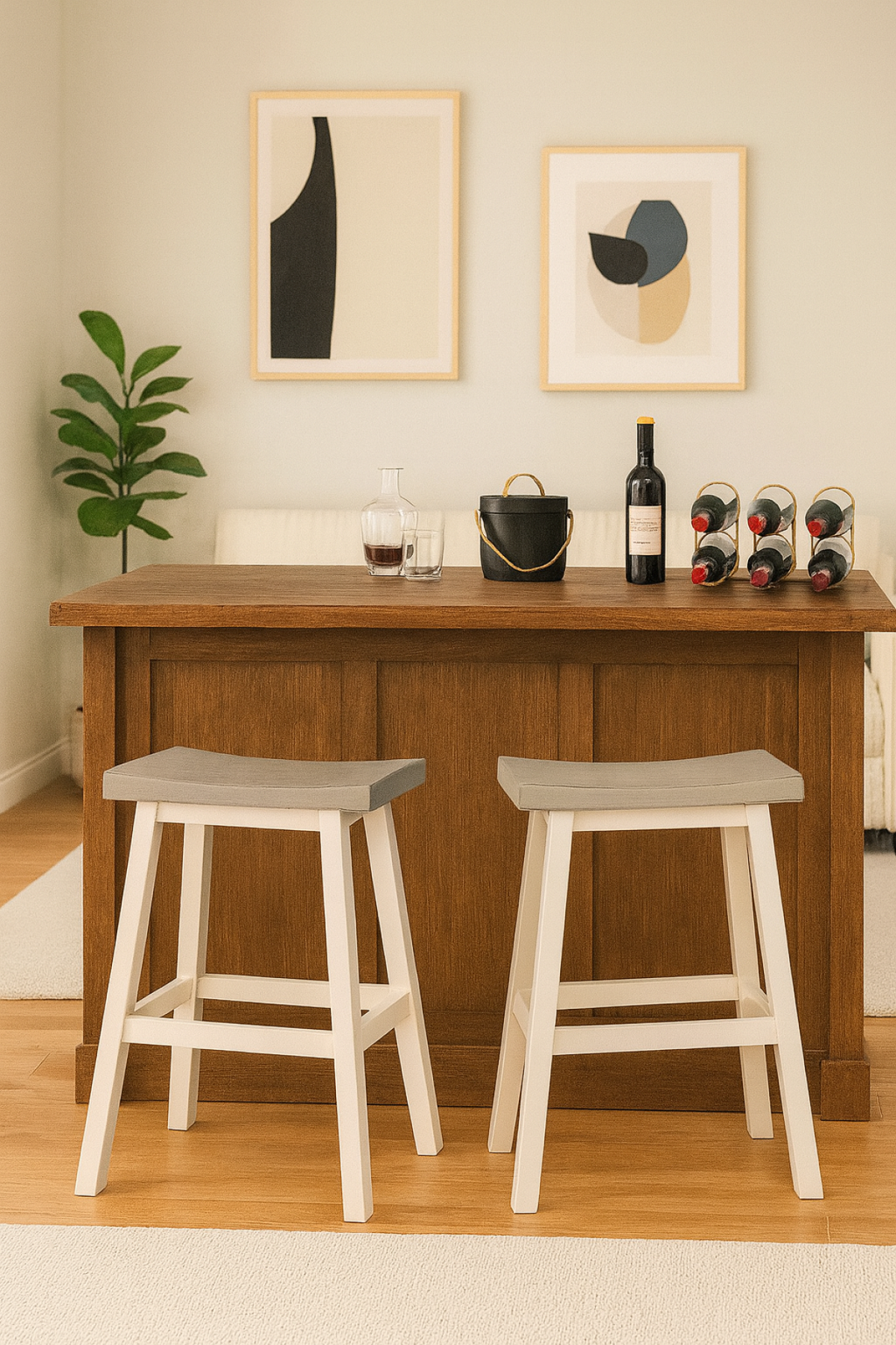 COUNTER STOOL, SET OF 2 - GREY/WHITE