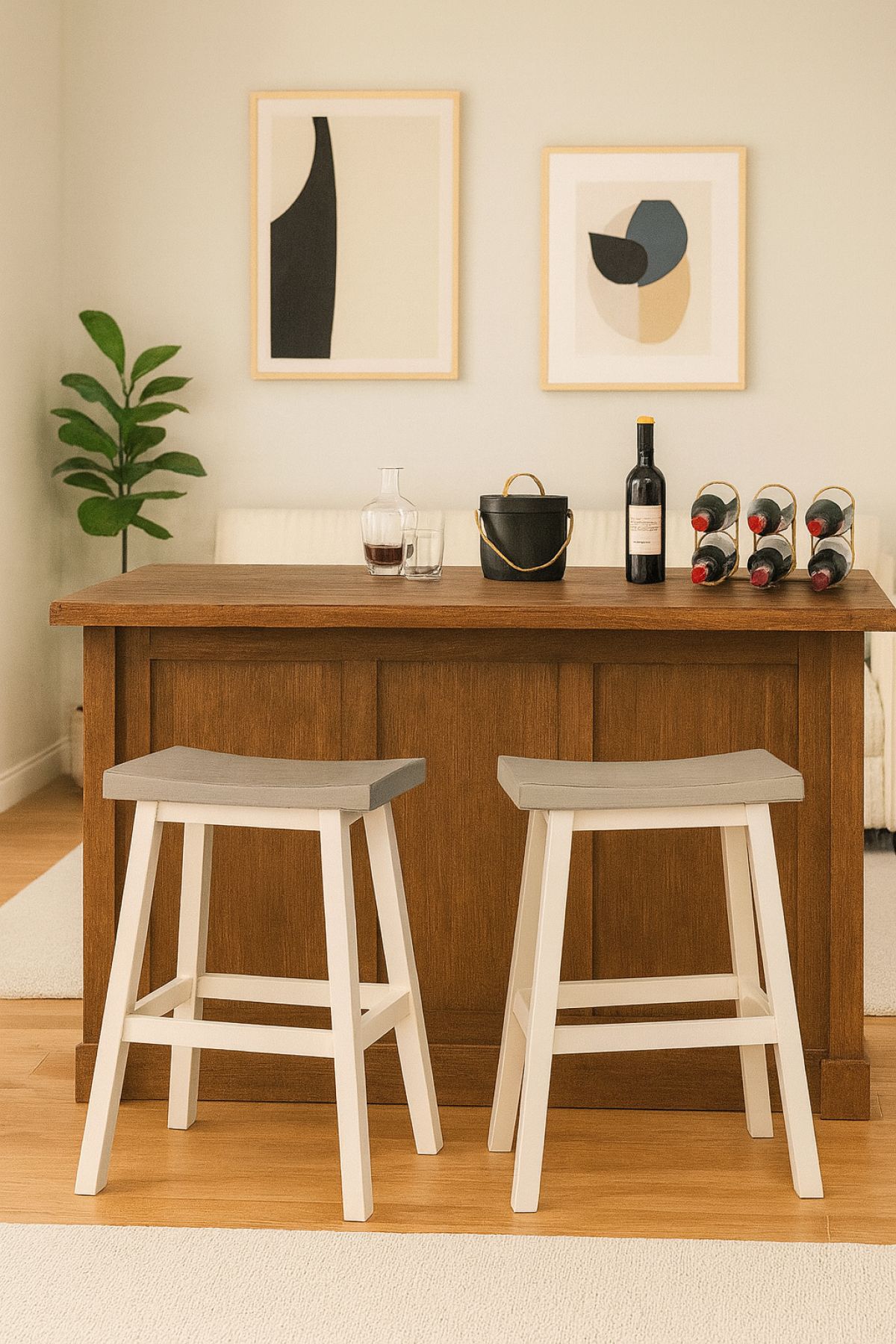 COUNTER STOOL, SET OF 2 - GREY/WHITE