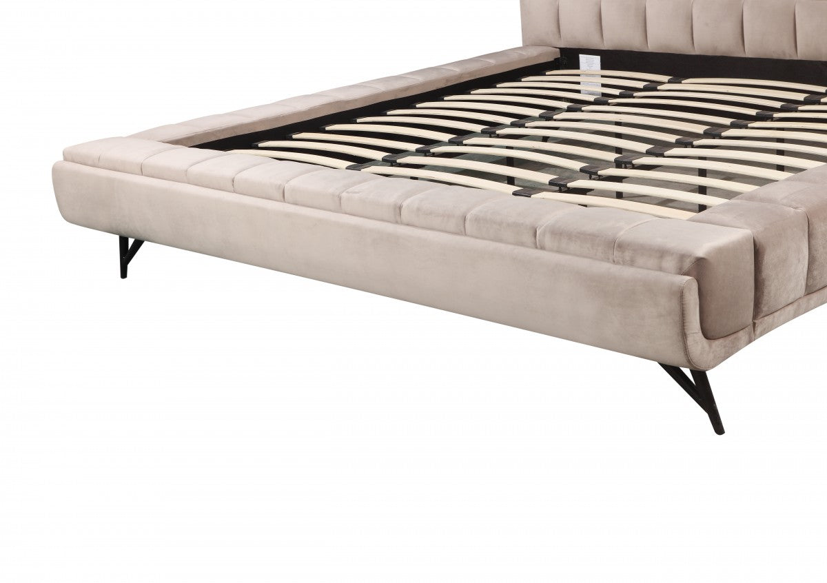 KING PLATFORM BED - BEIGE
