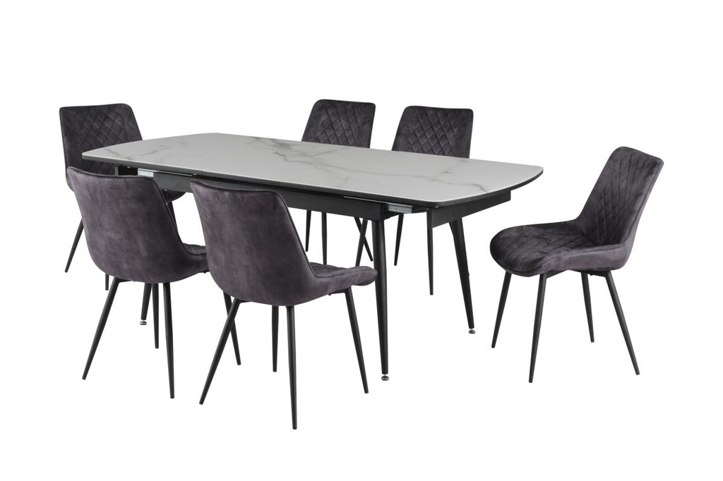 7-PIECE DINING SET - WHITE/GREY
