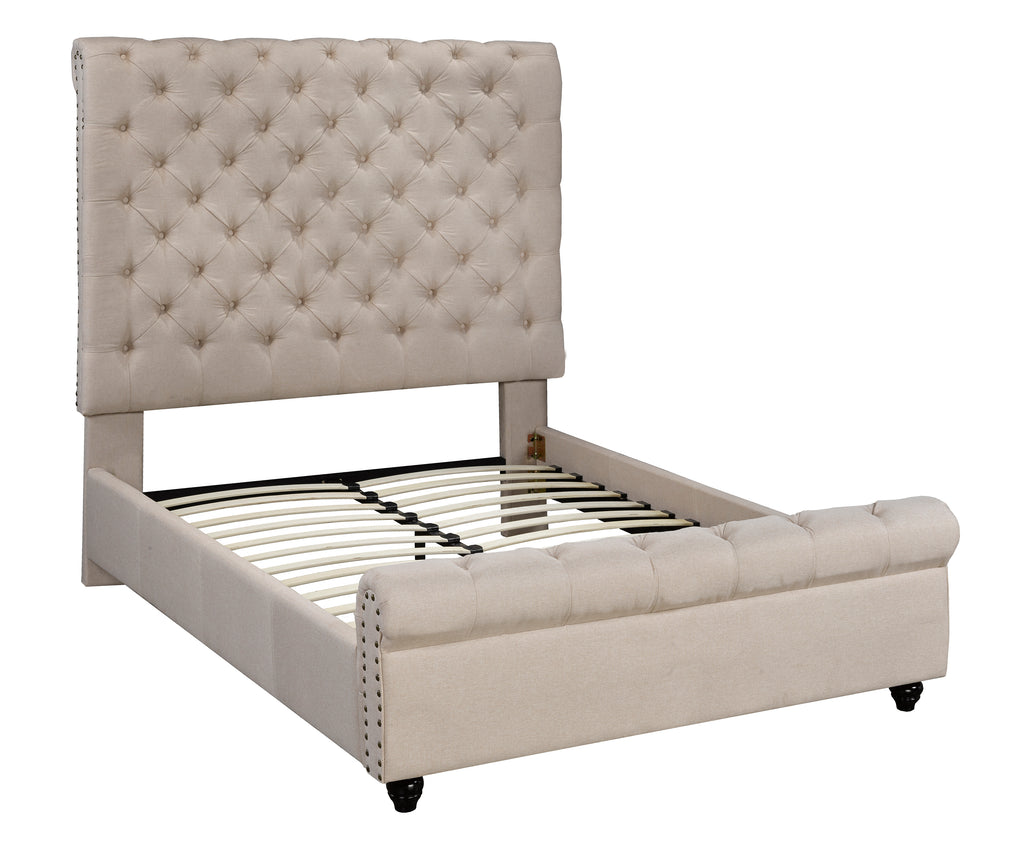 KING PLATFORM BED - BEIGE