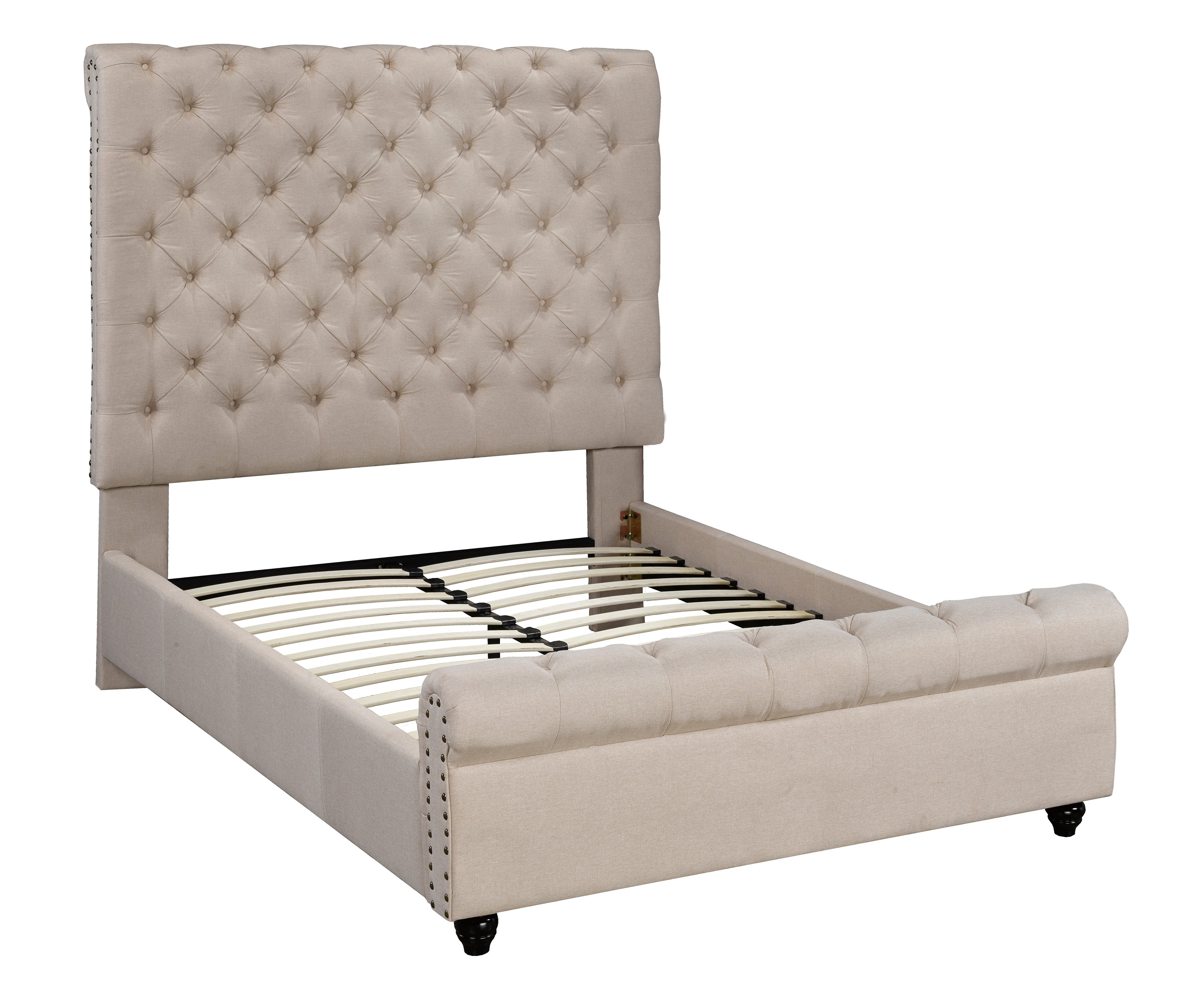 KING PLATFORM BED - BEIGE