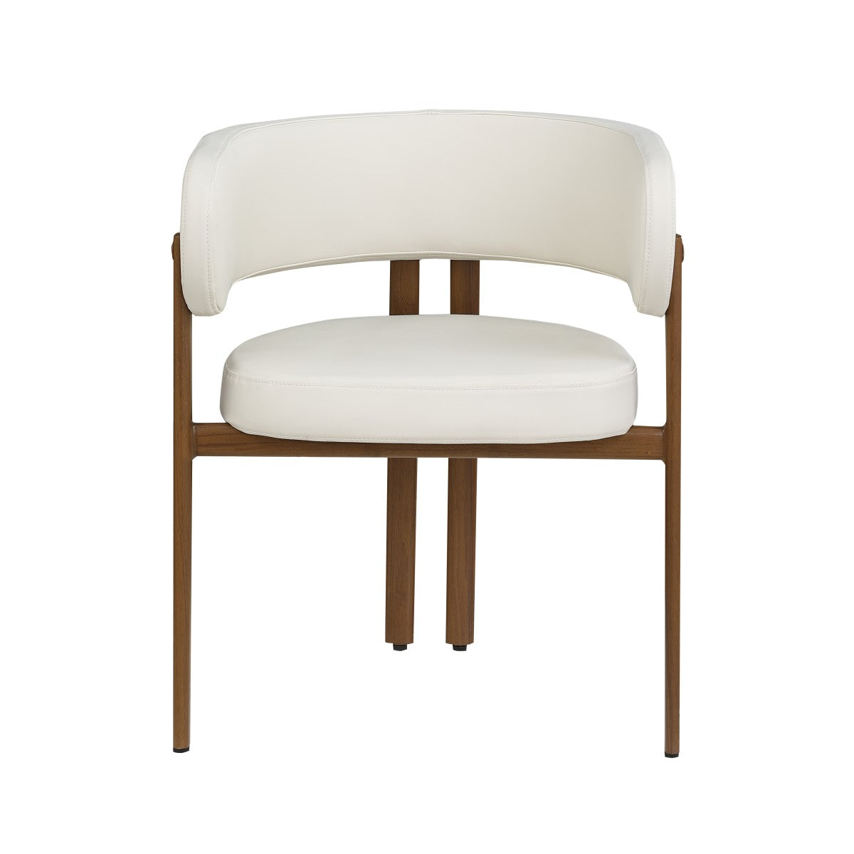 DINING CHAIR, SET OF 2 - CREAM/WALNUT
