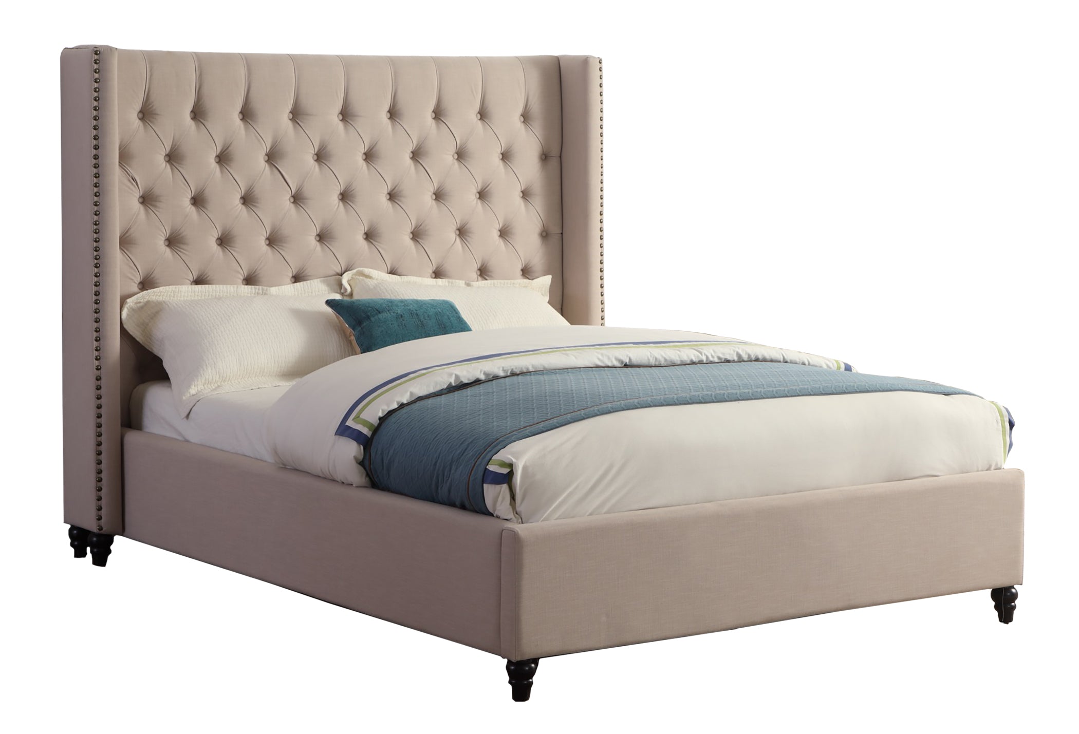 KING PLATFORM BED - BEIGE