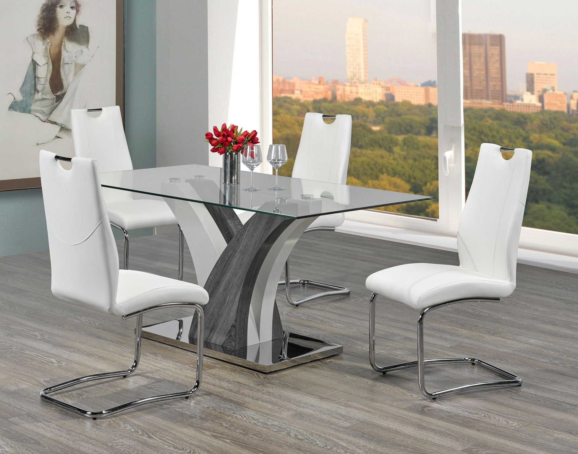 5-PIECE DINING SET - WHITE