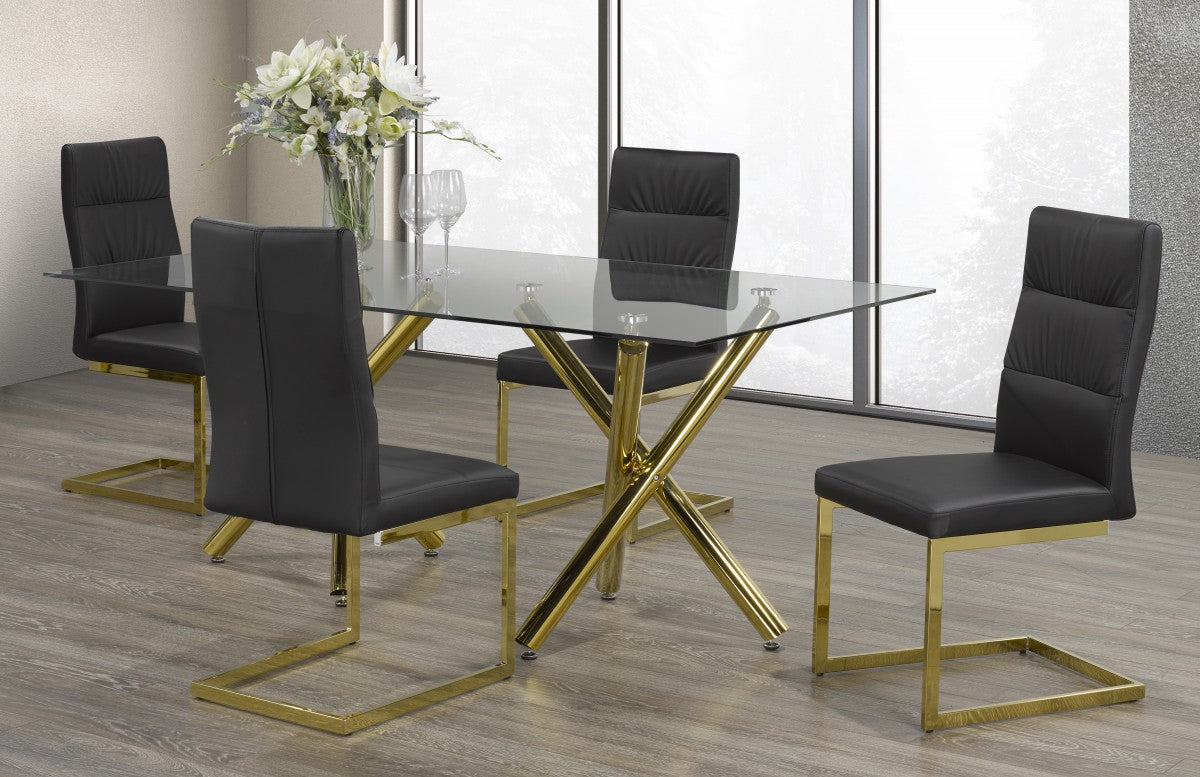 5-PIECE DINING SET, BLACK/GOLD