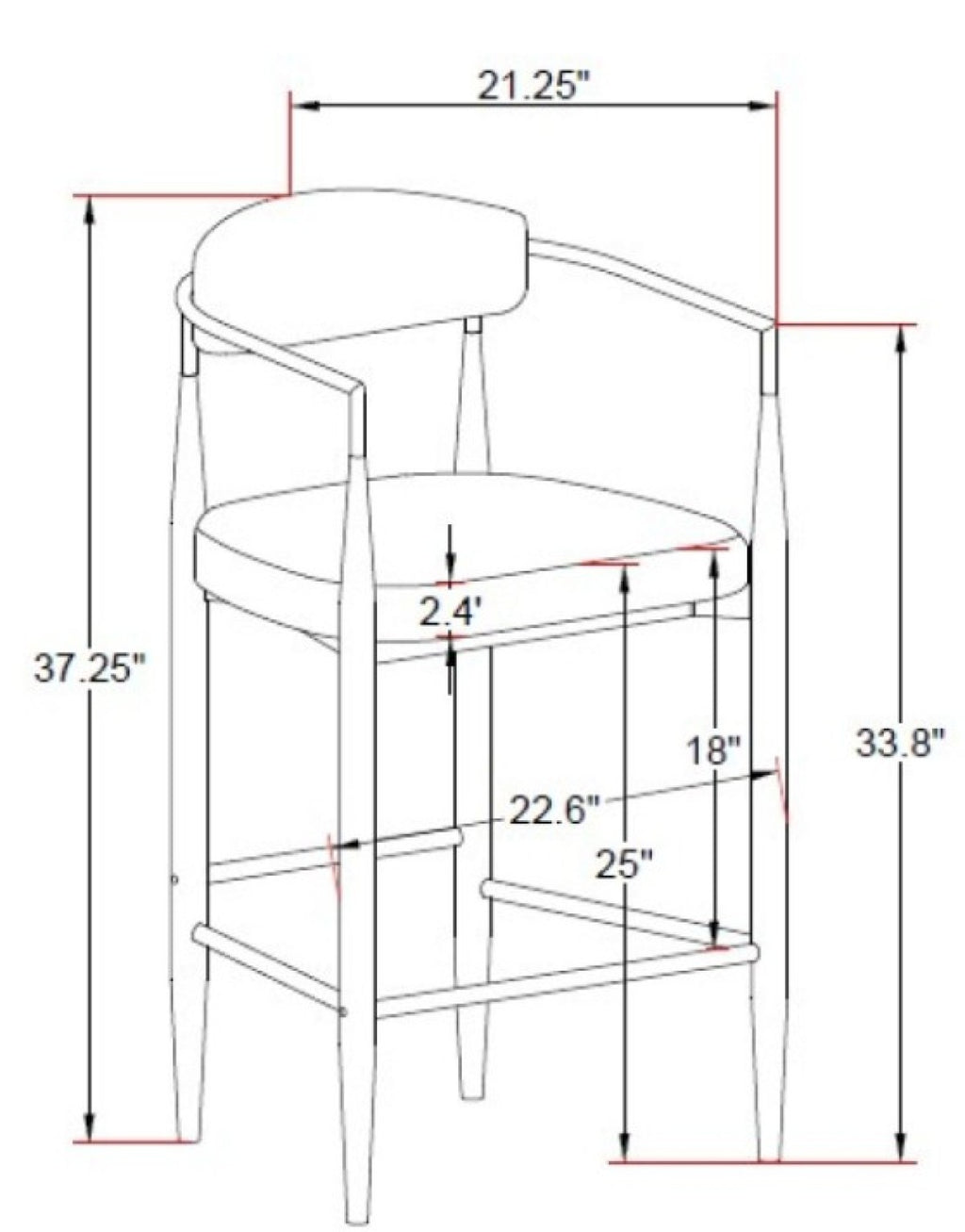 COUNTER STOOL, SET OF 2 - BEIGE