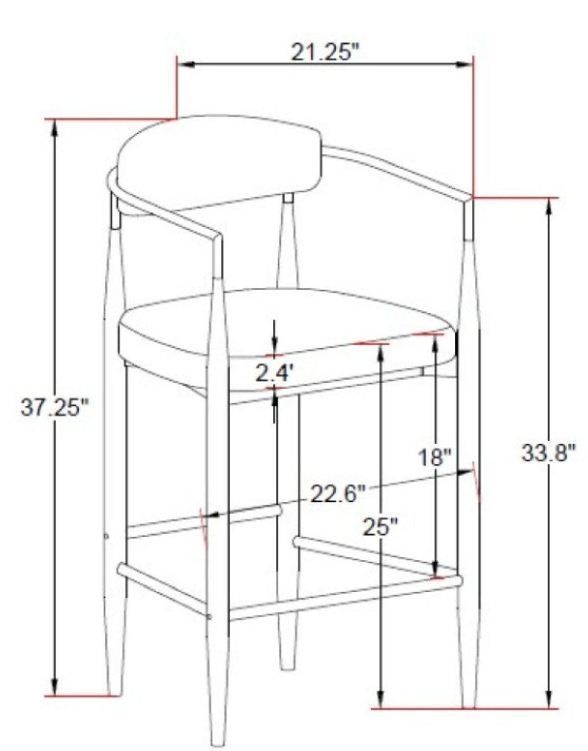 COUNTER STOOL, SET OF 2 - BEIGE