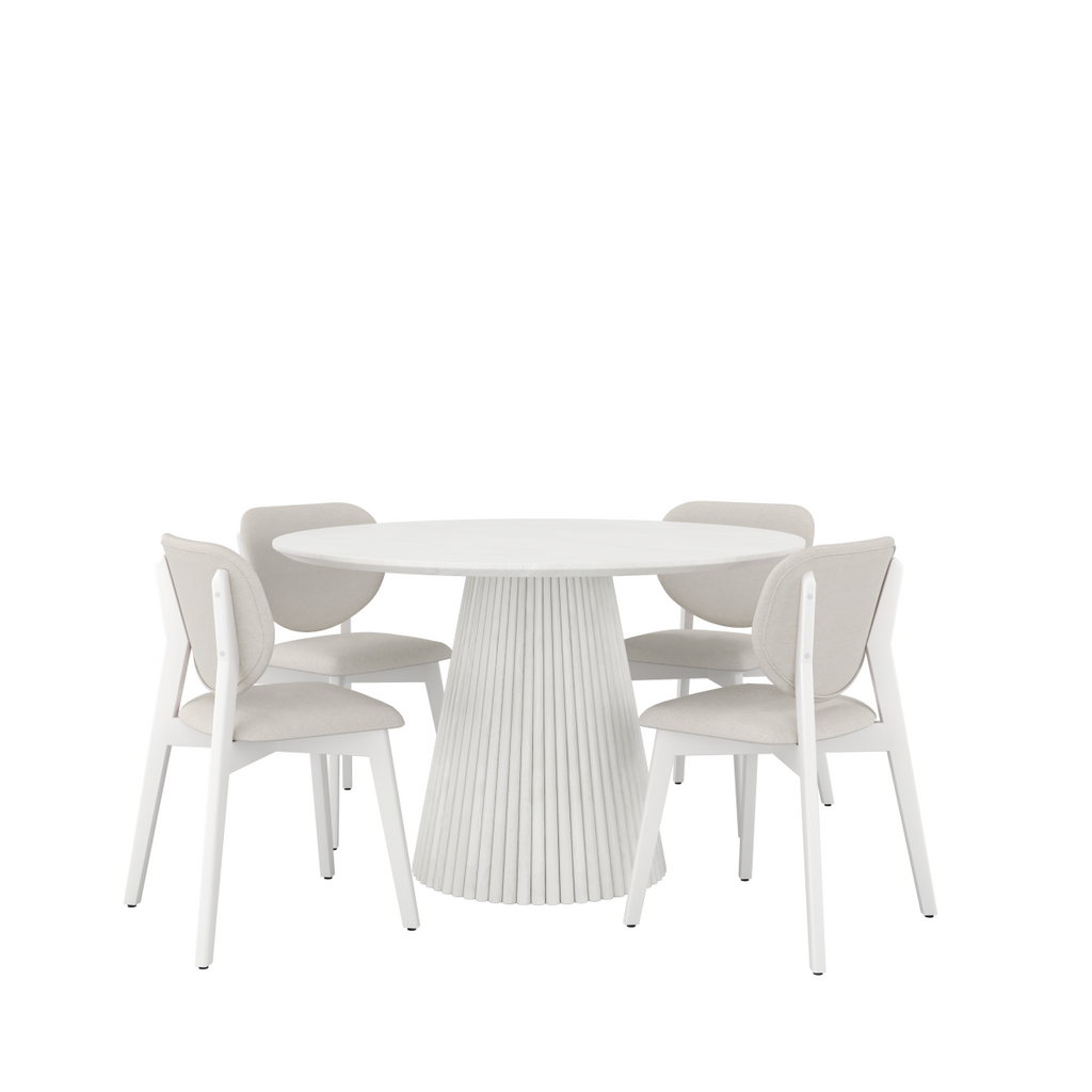 5-PIECE DINNG SET - WHITE WASH