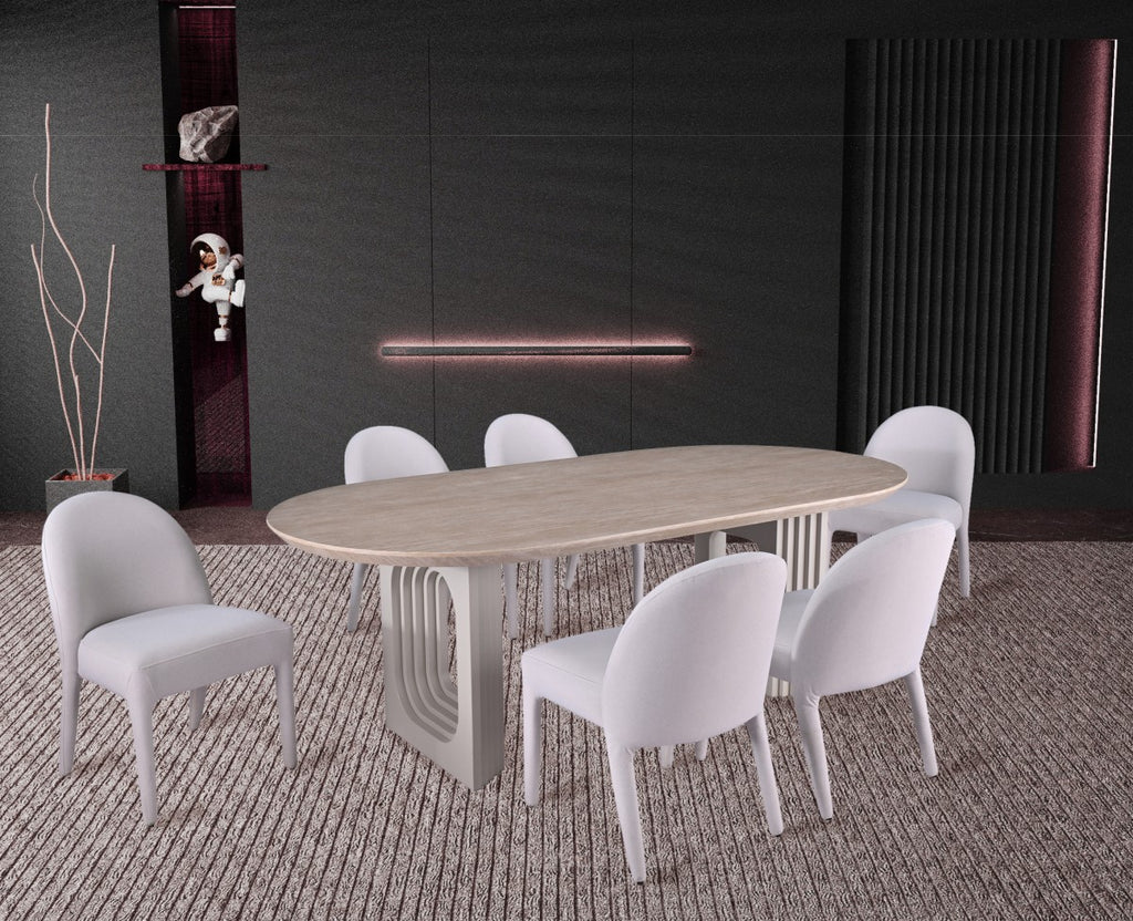 7-PIECE DINING SET - BEIGE
