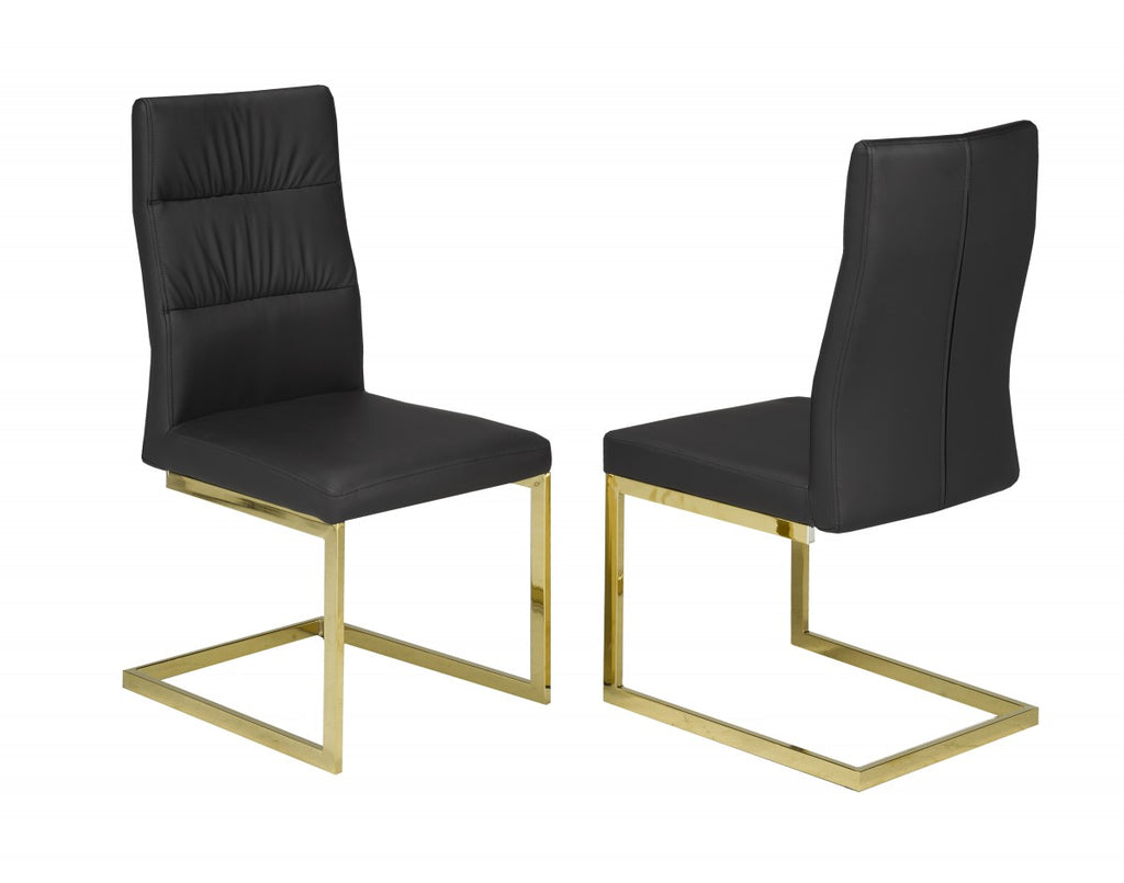 DINING CHAIR, SET OF 2 - BLACK/GOLD