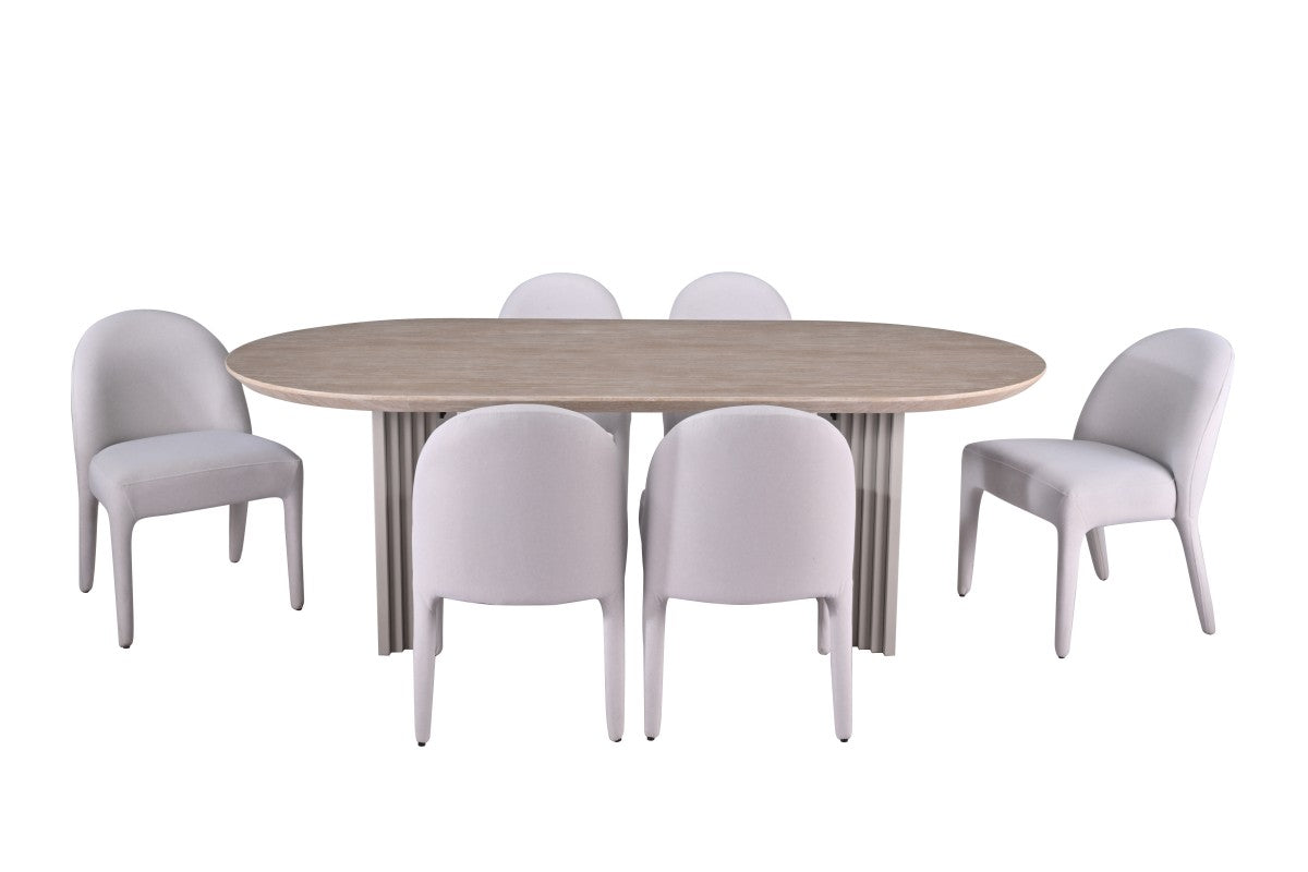 7-PIECE DINING SET - BEIGE