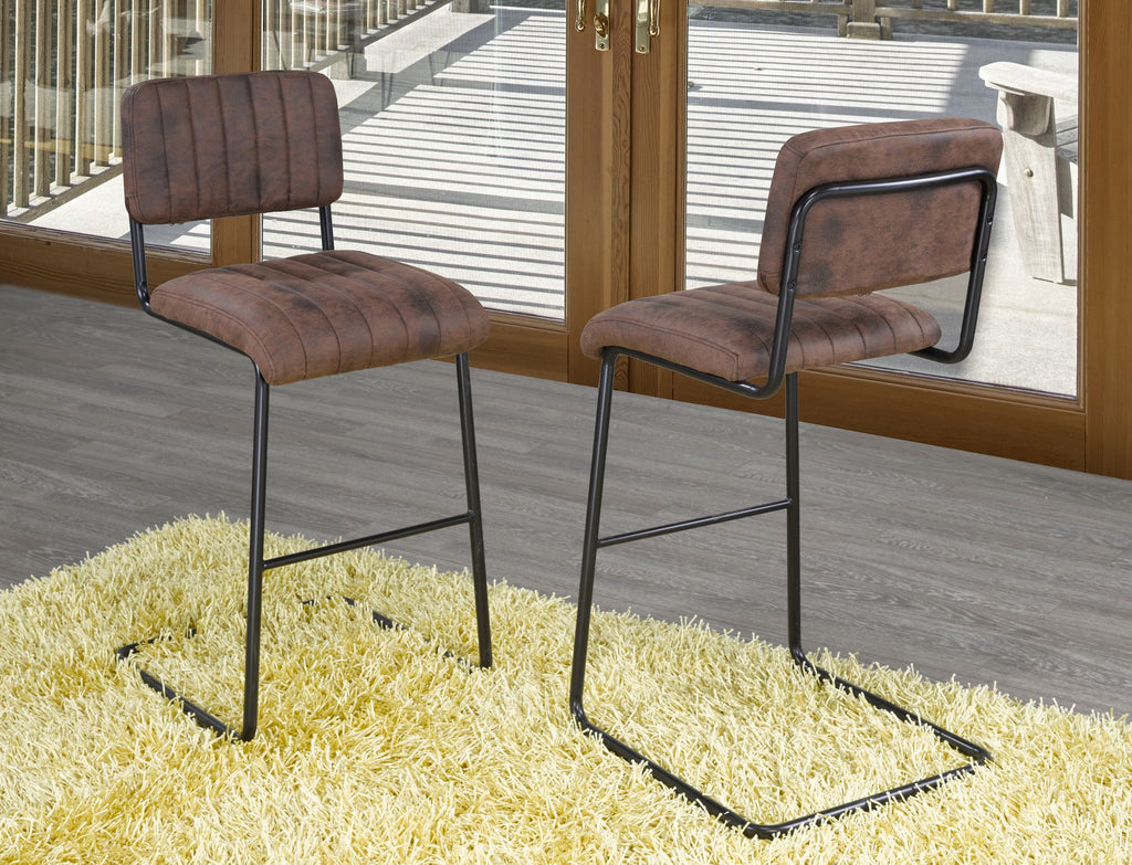 BAR STOOL, SET OF 2 - BROWN