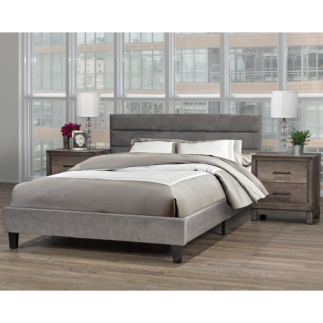 QUEEN PLATFORM BED - GREY