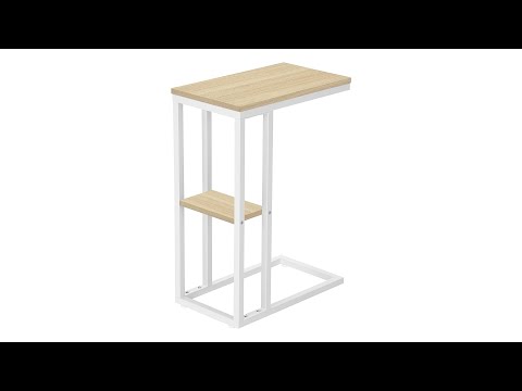 ACCENT TABLE - 25""H / NATURAL / WHITE METAL