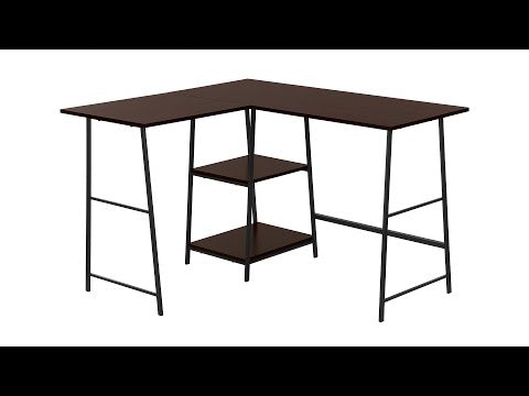 COMPUTER DESK - 48""L / ESPRESSO TOP / BLACK METAL CORNER