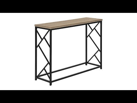 ACCENT TABLE - 44""L / TAUPE / BLACK METAL HALL CONSOLE