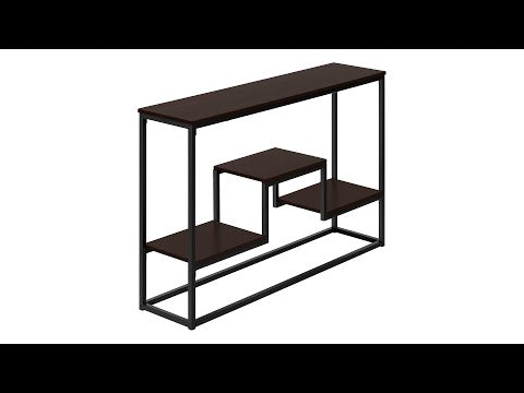 ACCENT TABLE - 48""L / ESPRESSO / BLACK METAL HALL CONSOLE