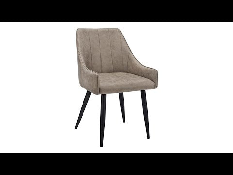 DINING CHAIR - 2PCS / 33""H / TAUPE FABRIC / BLACK METAL