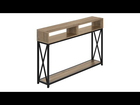 ACCENT TABLE - 48""L / TAUPE / BLACK METAL HALL CONSOLE