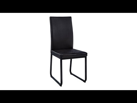 DINING CHAIR - 2PCS / 38""H / BLACK LEATHER-LOOK / BLACK