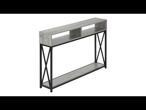 ACCENT TABLE - 48""L / GREY / BLACK METAL HALL CONSOLE