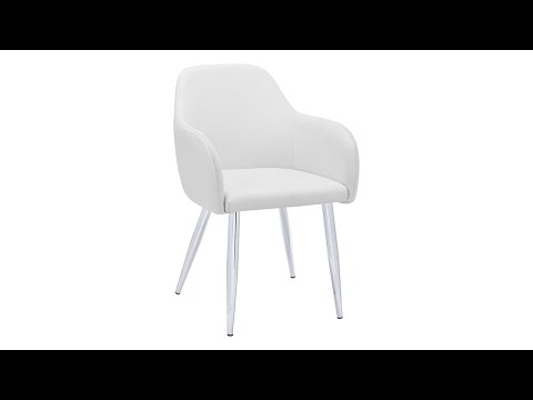 DINING CHAIR - 2PCS / 33""H / WHITE LEATHER-LOOK / CHROME