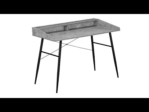 COMPUTER DESK - 48""L / GREY STONE-LOOK / BLACK METAL