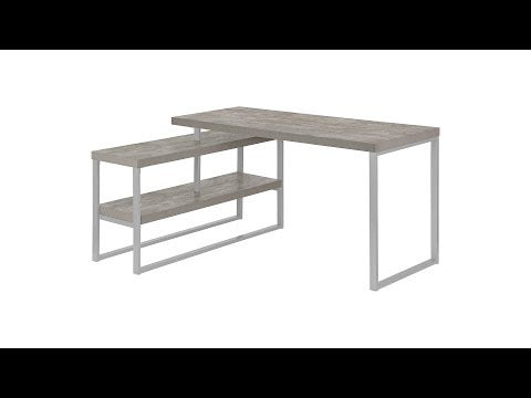 COMPUTER DESK - 60""L / CONCRETE / SILVER METAL L/R CORNER