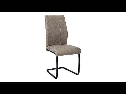 DINING CHAIR - 2PCS / 39""H / TAUPE FABRIC / BLACK METAL
