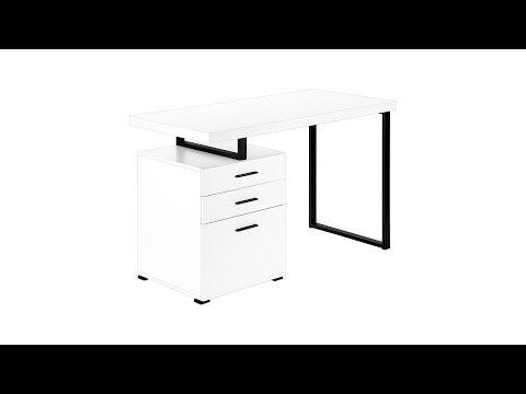 COMPUTER DESK - 48""L / WHITE / BLACK METAL / L/R FACE